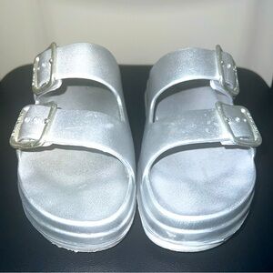 Silver platform sandals